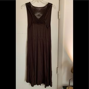 A High/Low Brown Dress With A Crochet Back